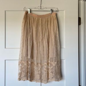 Lace Midi Skirt with Liner